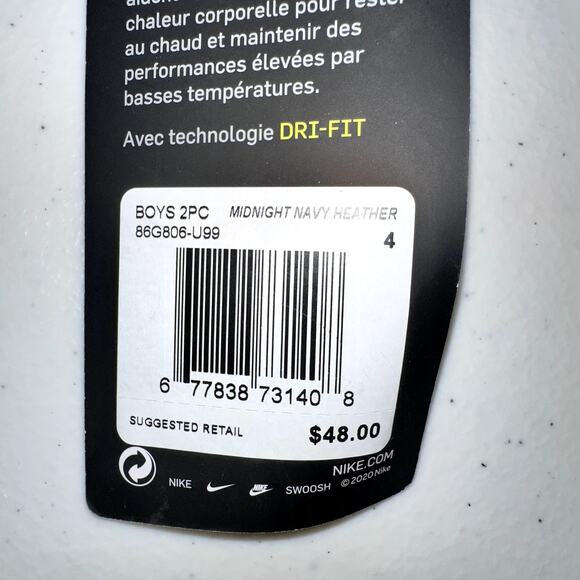 Nike 2pc Track Suit Set Boys Size 4 XS Midnight Navy Heather Full Zip Sweats NWT - Picture 5 of 6